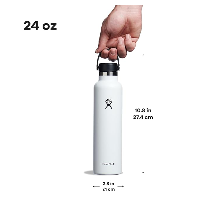Hydro Flask Standard Mouth Water Bottle, 24 oz, White